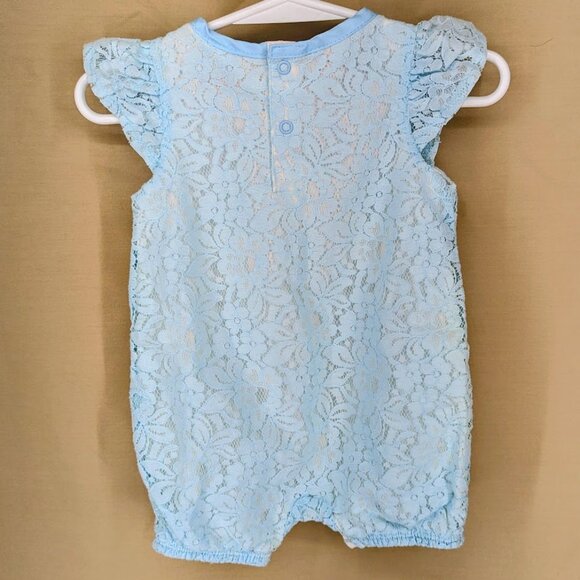 3-6 Month Infant Girl Lace Lt. Blue Bubble Romper Cat & Jack Very Feminine - Picture 3 of 5
